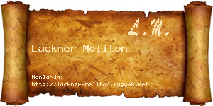 Lackner Meliton névjegykártya